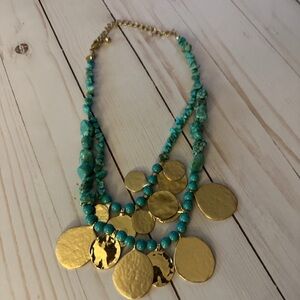 Chico’sTurquoise and Gold Statement Necklace